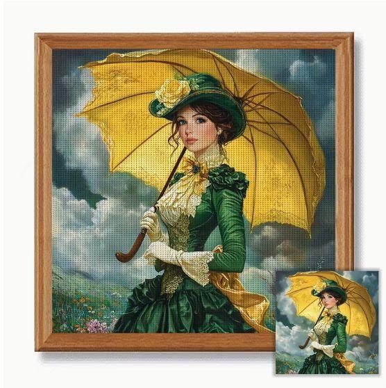 Набор для вышивки крестом ZUOANLF "Элегия Дождя" 14CT, 40x40 см, канва Аида с нанесенным рисунком | Зображення 1