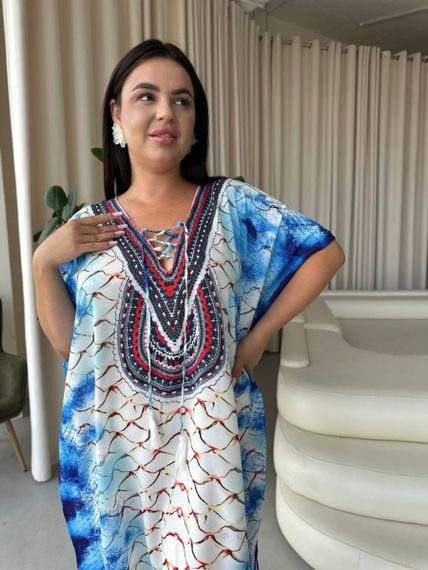 Легка максі сукня-туніка етно принт PLUS SIZE для відпочинку | Зображення 8