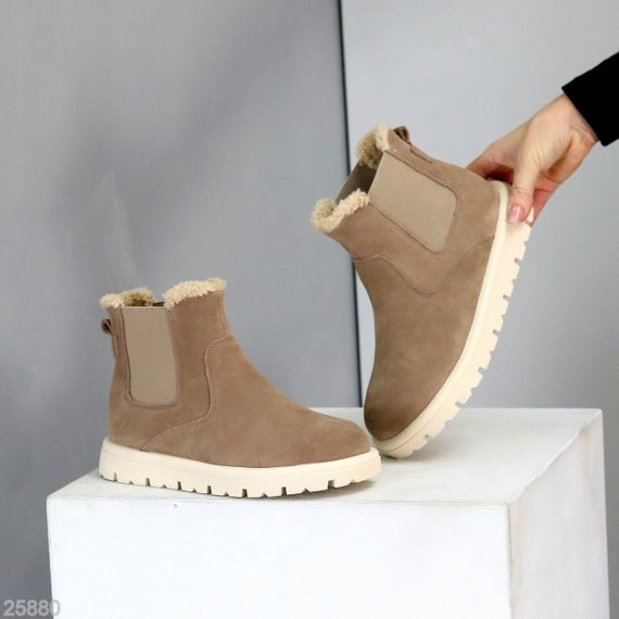 Повседневные зимние замшевые ботинки челси цвет Лате 38