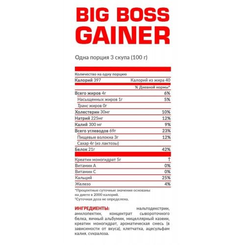 Гейнер Big Boss 1500 гр (Киви) | Зображення 1
