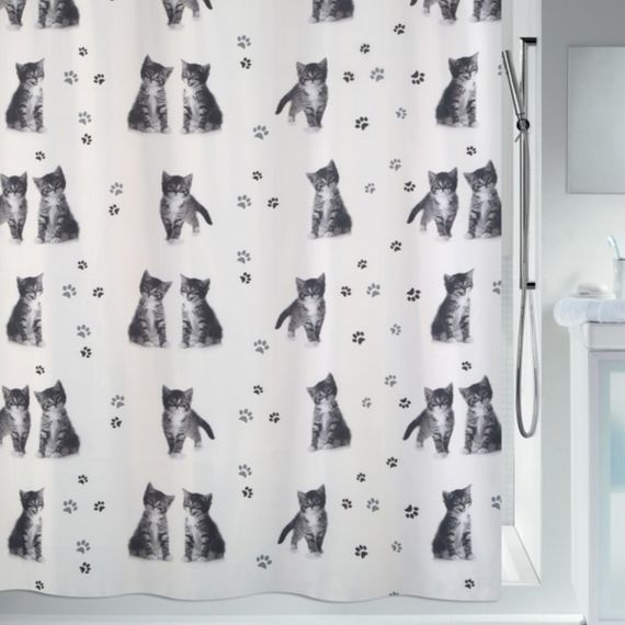 Шторка для ванной и душа Spirella Kitty Paw 180x200 см, водоотталкивающая полиэстер, 10.19180 | Зображення 1