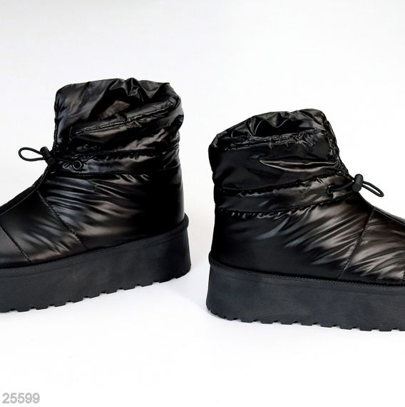 Молодежные зимние черные дутики с фиксатором на платформе | Зображення 2