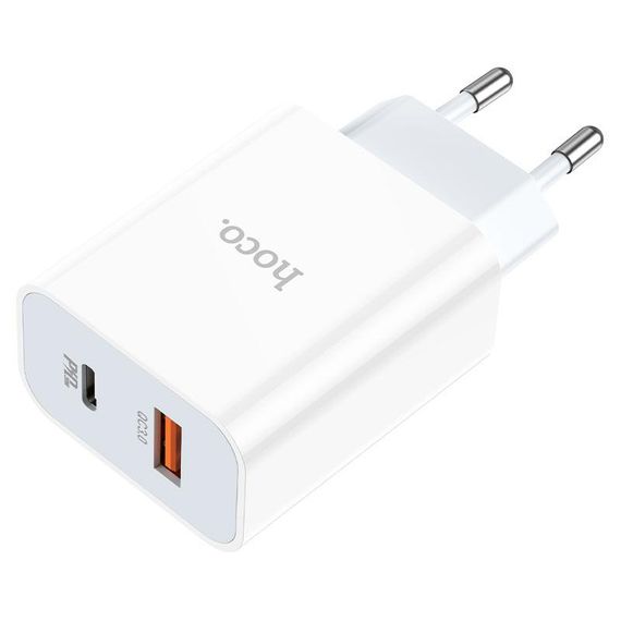 Сетевое зарядное устройство Hoco C97A PD 20W Type-C / USB QC3.0 3A - White | Зображення 1