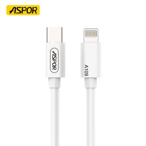 Кабель Aspor A109PD L Type-C — Lightning 27W/2 м — білий