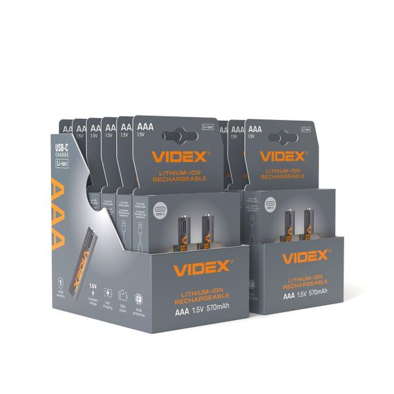 Акумулятор VІDEX Lі-іon LІR03C/AAA USB-C 1.5V (захист) 570mAh 2шт/Pack | Зображення 3