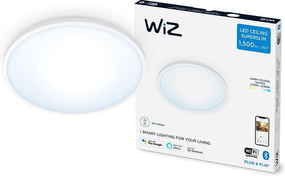 Світильник WiZ стельовий розумний SuperSlim Ceiling, 16W, 1500lm, 29,2см, 2700-6500K, Wi-Fi, білий (929002685101)