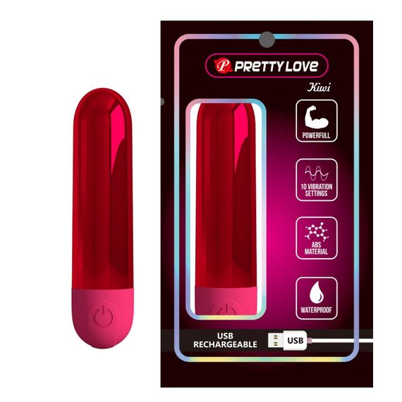 Вібропуля 10 вібрацій PRETTY LOVE Kiwi глянсова, червона, 8 х 1.8 см Sex Aura