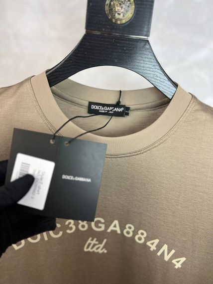 Футболка Dolce Gabbana бежева з логотипом f687 | Зображення 2
