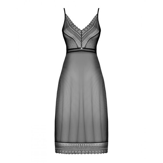 Пеньюар довгий Obsessive Estiqua з відкритою спиною, чорний, M/L sexstyle | Зображення 4