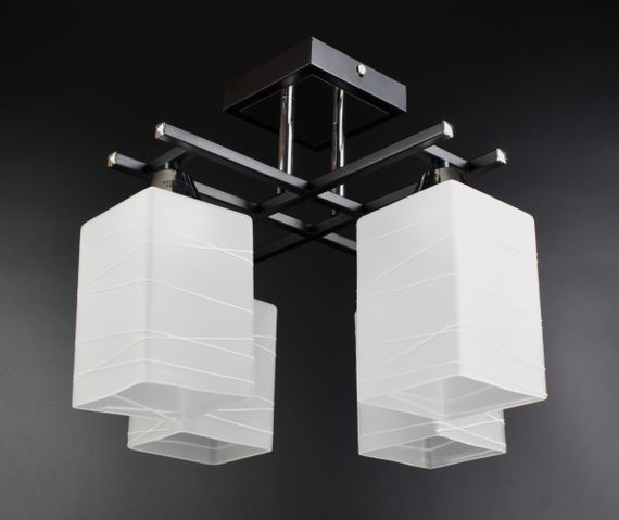 Люстра стельова на 4 лампочки 25212 Чорний 30х34х34 см.