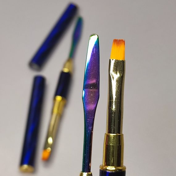 Прямий пензлик Lilly Beaute для полігелю зі шпателем (з ковпачками)