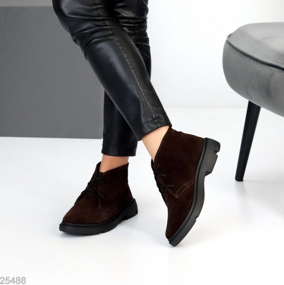 Модні практичні низькі черевики натуральна замша колір Шоколад | Зображення 7