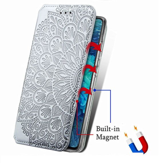 Кожаный чехол книжка GETMAN Mandala (PU) для Xiaomi Mi 10T Lite / Redmi Note 9 Pro 5G Штучна шкіра, Слот для візитки, Сірий | Зображення 3