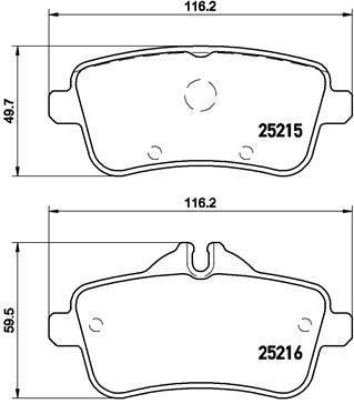 Гальмівні колодки дискові, задня вісь BREMBO, P50100 | Зображення 1