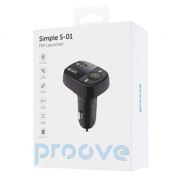 Автомобильная зарядка для телефона Proove FM Launcher Simple S-01 2USB | Зображення 1
