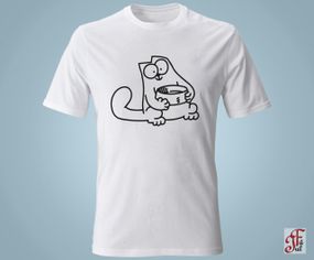 Футболка с принтом  SIMON`S CAT с тарелкой.