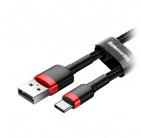 Кабель USB Type-C BASEUS CATKLF-B91 Cafule 3,0A 1м червоний/чорний | Зображення 2