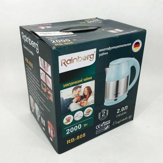 Электрочайник Rainberg RB-808 2 л нержавеющая сталь. ZL-768 Цвет: голубой | Зображення 9