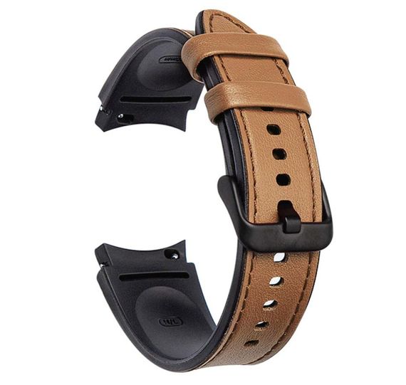 Ремешок Primolux Leather Silicone для часов Samsung Galaxy Watch 4 Classic 46mm SM-R890 /  SM-R895 - Brown | Зображення 1