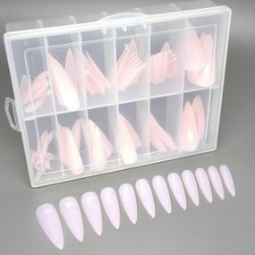 Гелевые типсы для наращивания №1 молочно-розовые 120шт (средний стилет) в боксе