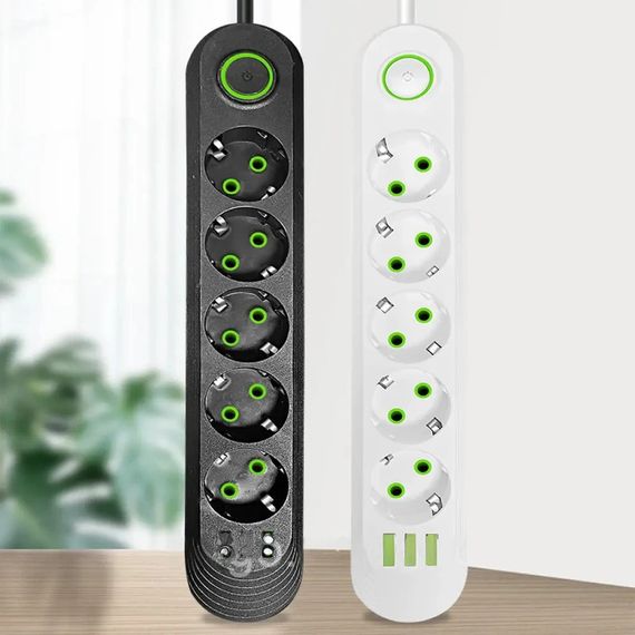 Мережевий фільтр-подовжувач 2м, 5 розеток, 3хUSB з швидкою зарядкою, Maxxter SPM5-G-6G (23457281401_324) | Зображення 2