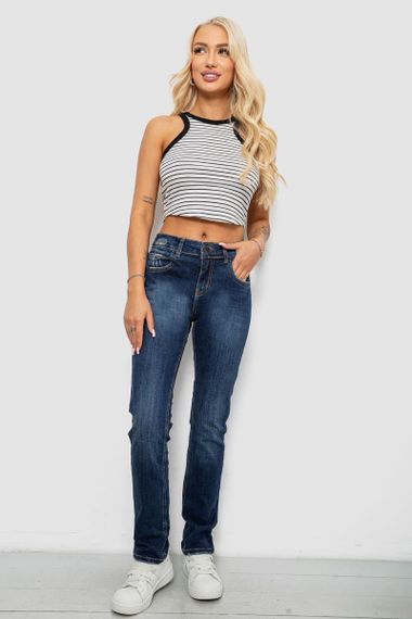 Джинси жіночі однотонні Straight fit, колір синій, 244R11489 | Зображення 1