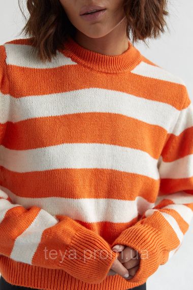 В'язаний джемпер oversize в смужку колір жовтогарячий розмір S FL_000497 | Зображення 3
