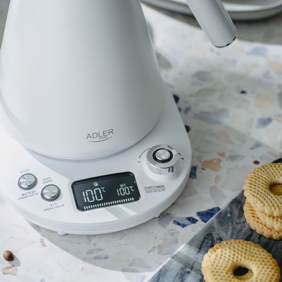 Електрочайник з нержавіючої сталі Adler AD 1349 білий 1 л, 1100 Вт, з регулюванням температури | Зображення 3