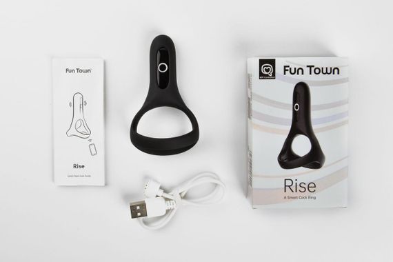 Двойное эрекционное кольцо Fun Town Rise Black, управление со смартфона | Зображення 3