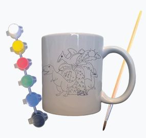 Набор для творчества кружка раскраска "Динозавры" 330 мл белая