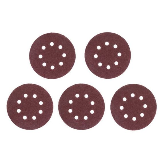 Круг наждаковий самоклейний 125 мм з отворами, папір класу С, К36, 5 од. INTERTOOL BT-0582