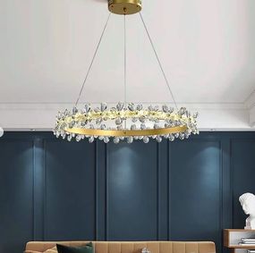 Люстра світлодіодна підвісна LED світильник для квартири на стелю лед 26587 Золото 15-150х80х80 см.