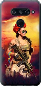 Чехол на LG V40 ThinQ Украинка с оружием "5316u-1577-17620"