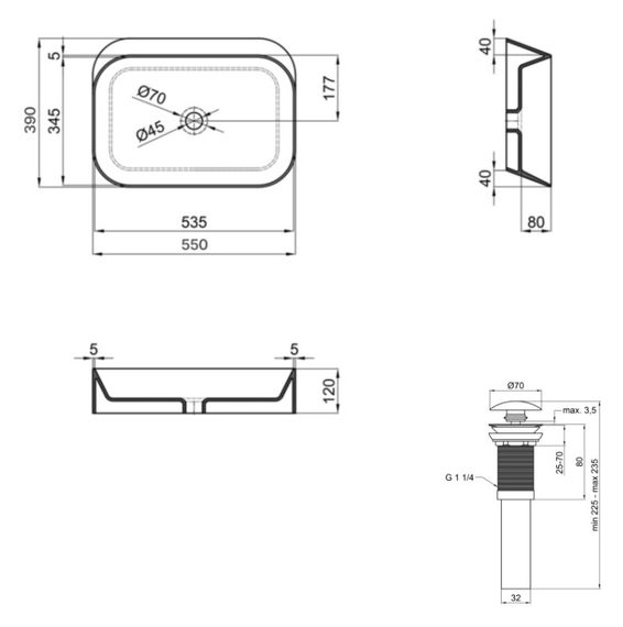 Раковина накладна Qtap Scorpio 550x390x120 White з донним клапаном QT14112243WN48463 | Зображення 1