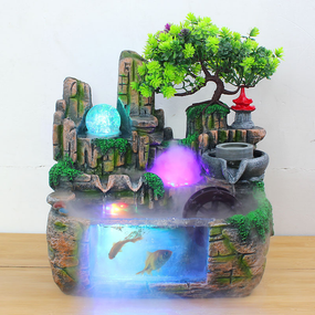 Настольный декоративный фонтан/водопад/увлажнитель воздуха Lucky Tree с подсветкой, аквариумом и генератором пара (атомайзер) (sv1113ak1)