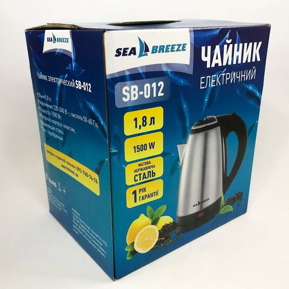 Тихий электрический чайник Sea Breeze SB-012 1.8 л | Чайник дисковый | WF-789 Чайник електро | Зображення 3