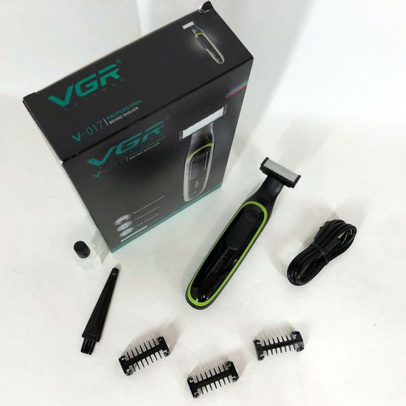 Тример бездротовий VGR V-017 / Машинка чоловіча для гоління / Електробритва з насадками UC-601 для бороди | Зображення 1