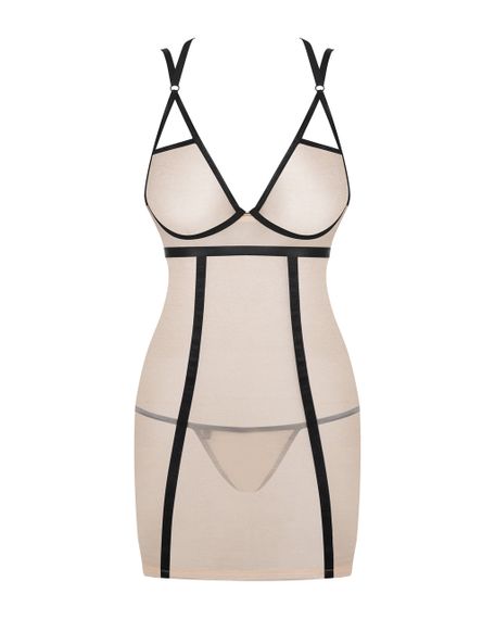 Сорочка полупрозрачная Nudelia Chemise Obsessive бежевая, размер, L/XL sexstyle | Зображення 14