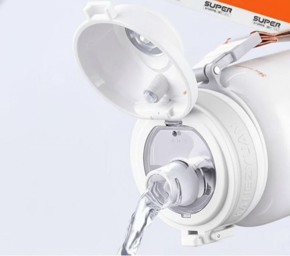 Спортивна пляшка KANGZYUAN 1000 мл (1 л) — Біла Tritan BPA-free, ударостійка еко-пляшка з трубочкою та ремінцем | Зображення 2