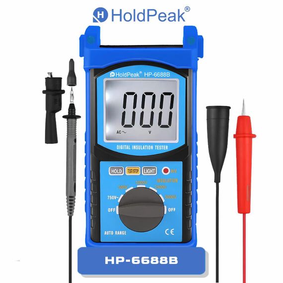 Мультиметр HoldPeak HP-6688B мегаомметр цифровой высоковольтный (2000 отсчетов 200 ГОм 500В 1000В 2500В 5000В)