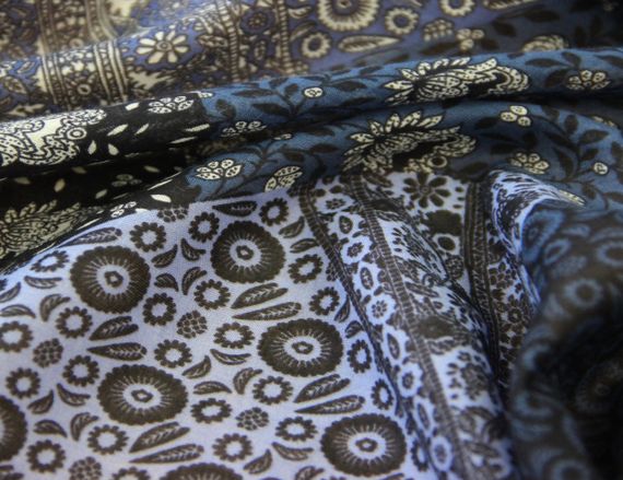 Батист італійський бавовняний натуральний ромби patchwork з орнаментом G 214 | Зображення 2