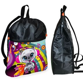 Рюкзак-мішок для взуття, спортивної форми з кошеням дитяча сумка для змінки з розширювачем (01256)