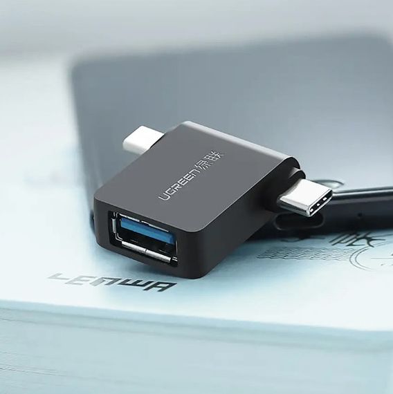 Адаптер Ugreen 30453 2 in1 micro-USB / Type-C Black Черный | Зображення 3