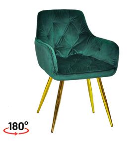 Крісло поворотне Sara GD (swivel chair 180°) на золотих металевих ногах, оббивка велюр велюр зелений OR-853