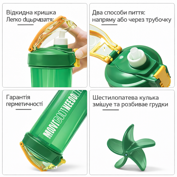 Спортивный шейкер MOVE BODY 550 мл - Зеленый | Зображення 2