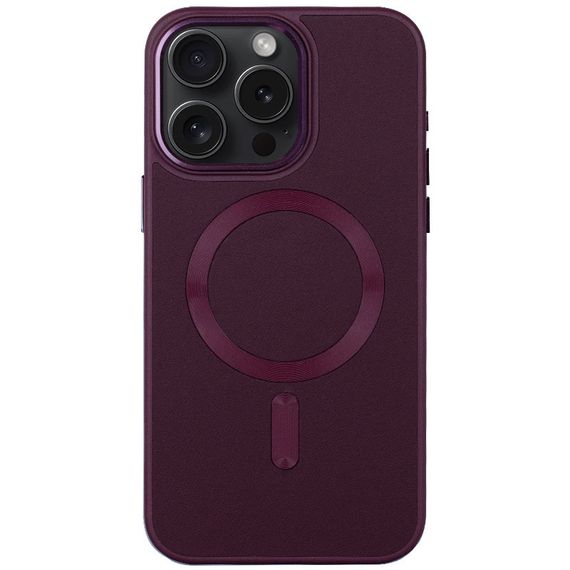 Шкіряний чохол Bonbon Leather Metal Style with MagSafe для Apple iPhone 12 Pro Max (6.7") Бордовий / Plum