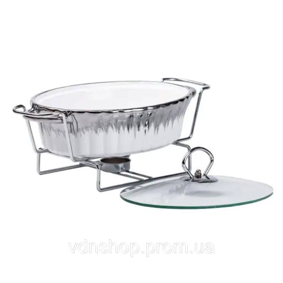 Марміт порцелянаовий на 1 л овальний з підігрівом 31×19×13 см HP1022 | Зображення 2