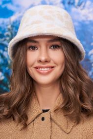 Теплая мягкая панама окраски коровы (6082-1) белый + кремовый