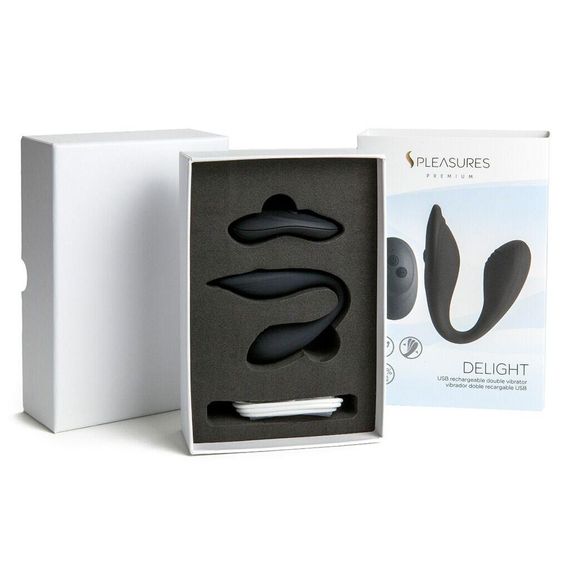 Двойной вибратор S Pleasures Premium Delight, черный, для клитора и точки G, 10 режимов sexstyle | Зображення 2