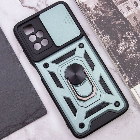Ударопрочный чехол Camshield Serge Ring для Xiaomi Redmi 10 TPU+PC, Шторка на камеру, Зеленый | Зображення 6